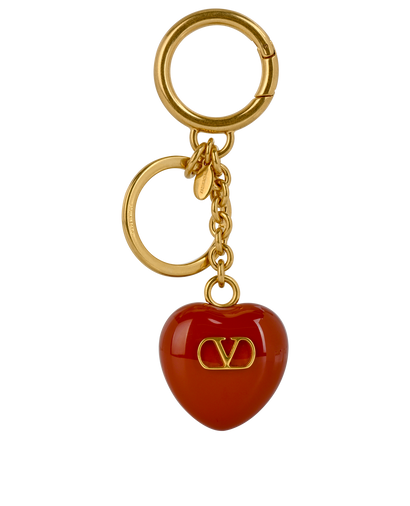 Valentino Garavani Heart Key Charm, &pound;195, Accessories, Gold/Red, Brass, Front view